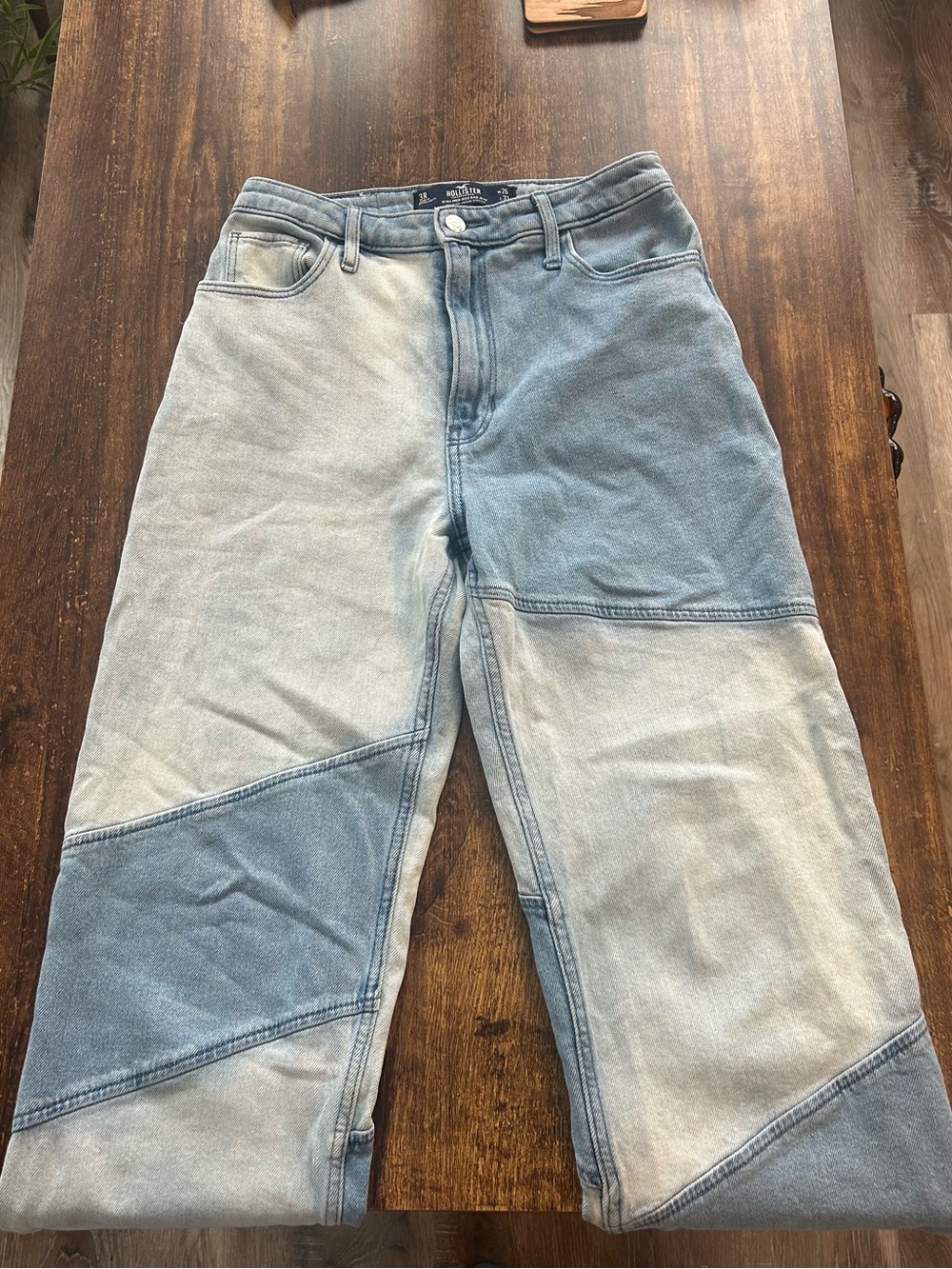 Hollister Two-Tone Light Blue Patchwork Jeans